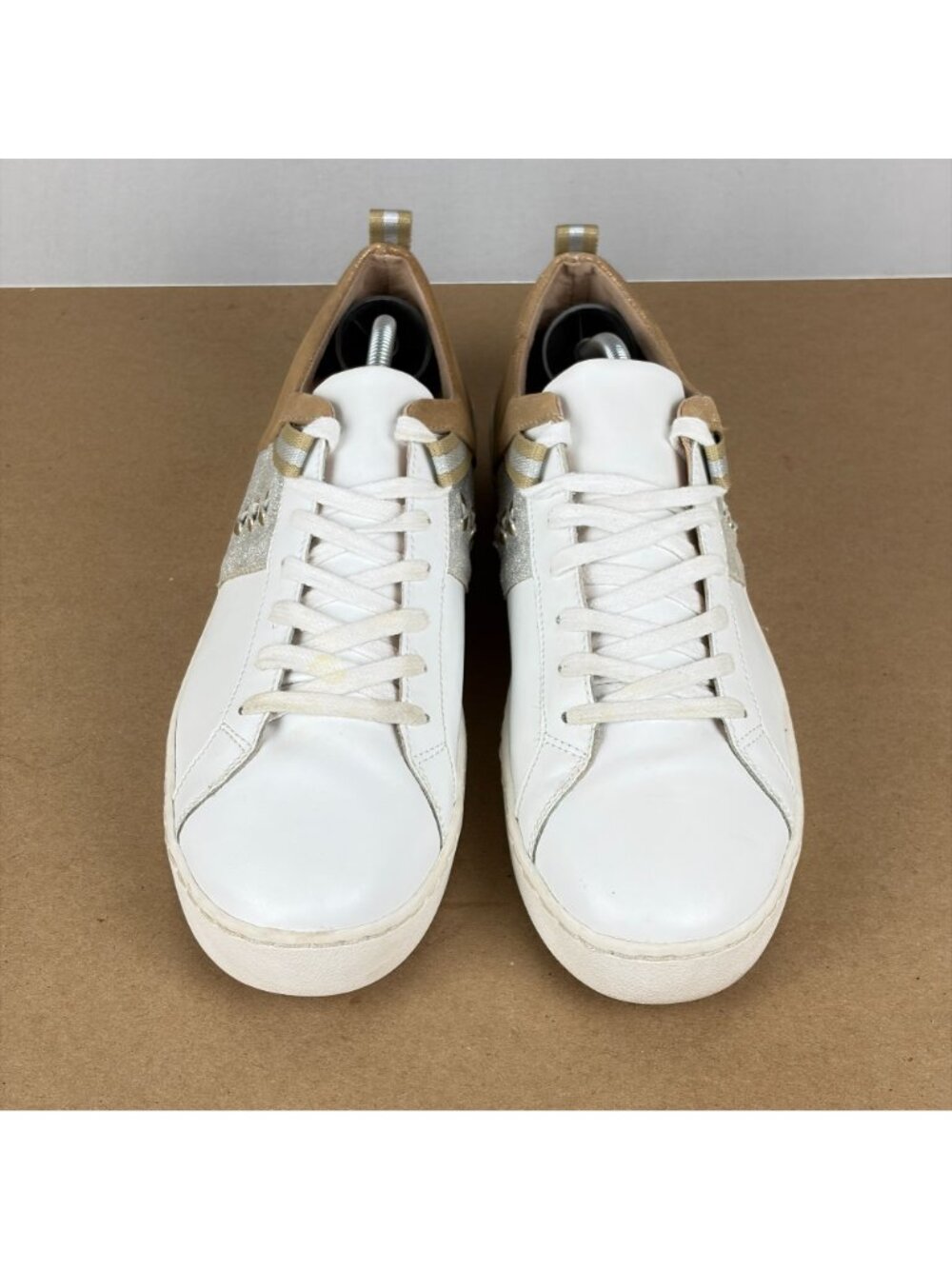 Jack Rogers Ainsley Metallic Leather Casual Shoes Womens 10 White Gold Silver - Picture 2 of 10